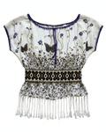 blusa artesanal de estilo huipil corto