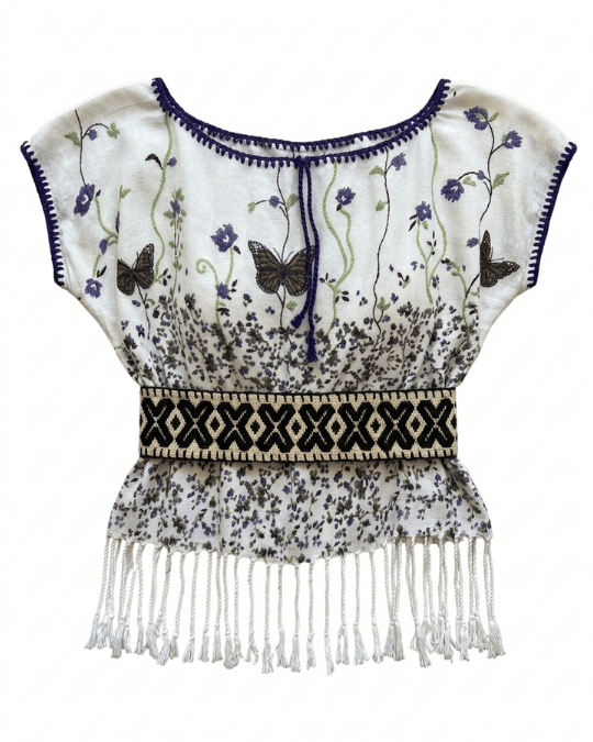 blusa artesanal de estilo huipil corto