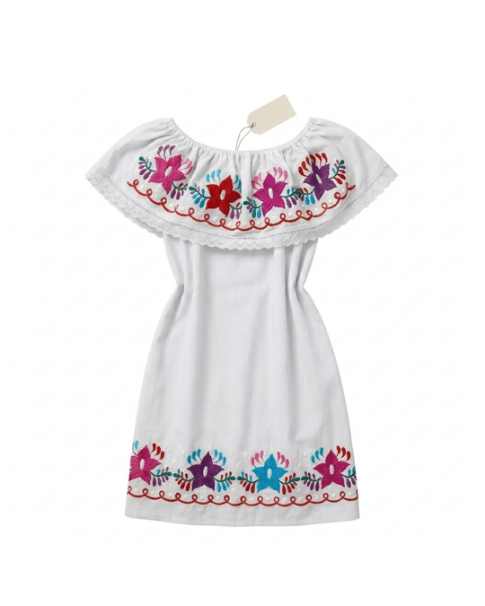 Para el vestido blanco con bordados florales